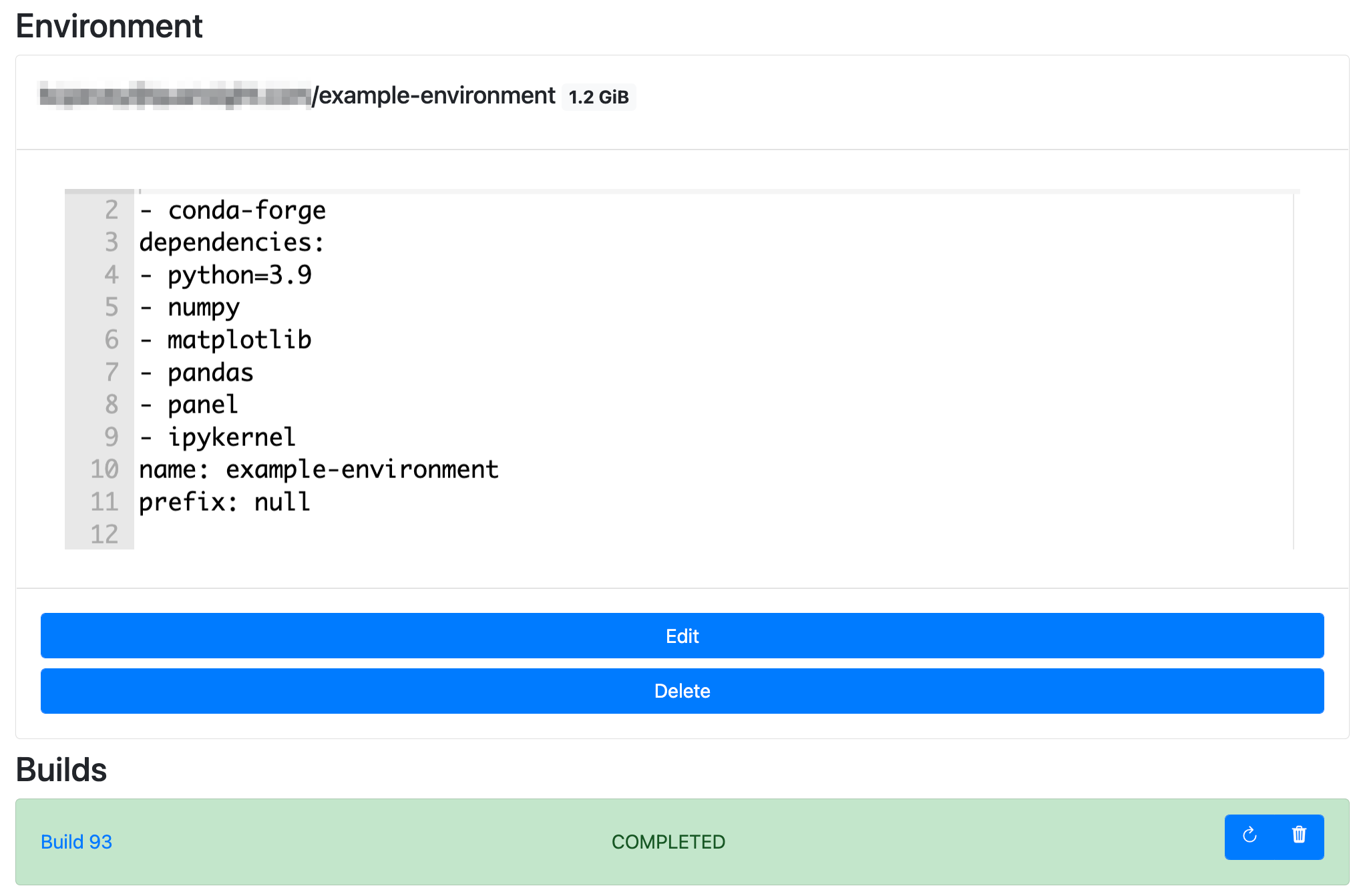 conda-store - Environment details page